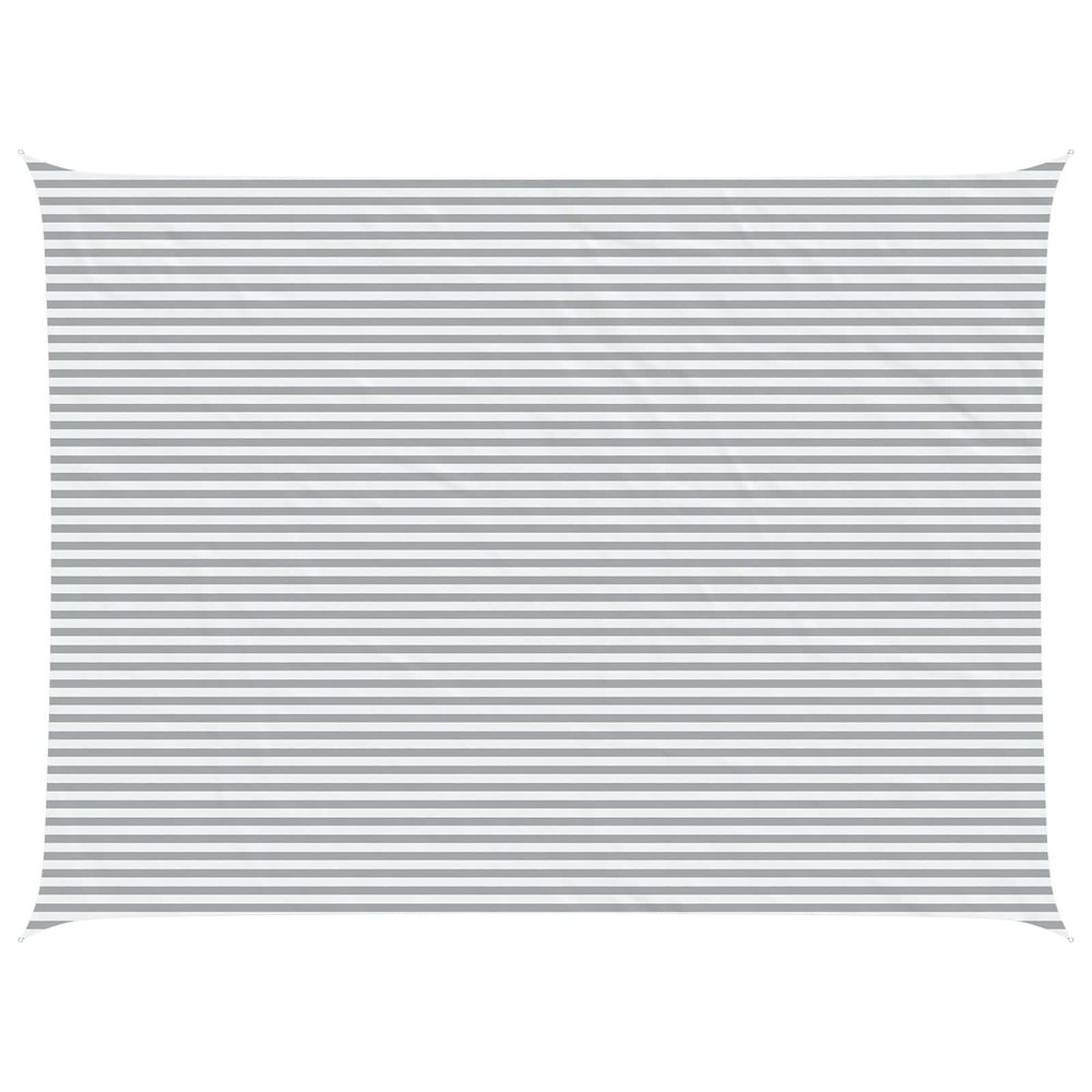 Voile d'ombre gris clair et blanc 6 x 8 m