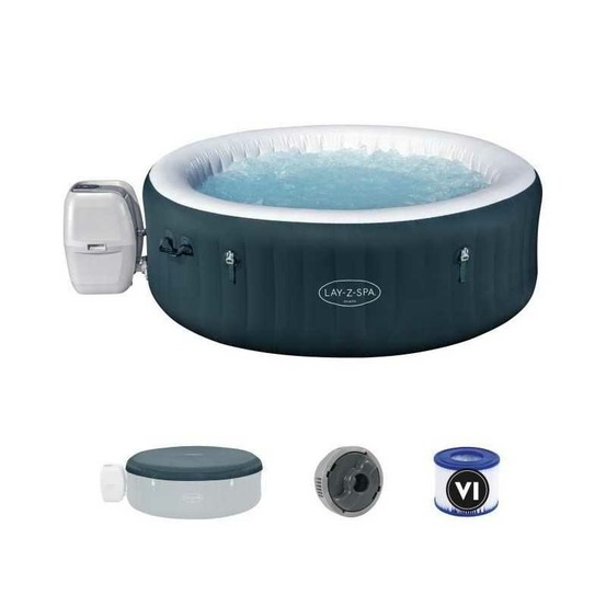 Spa gonflable bestway - lay-z-spa miami - 140 airjets - 196 x 66 cm - 4 a 6 places - rond (couverture, cartouche, diffuseur)