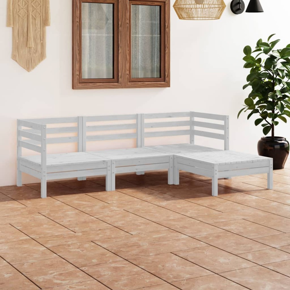 Salon de jardin 4 pcs bois de pin massif blanc