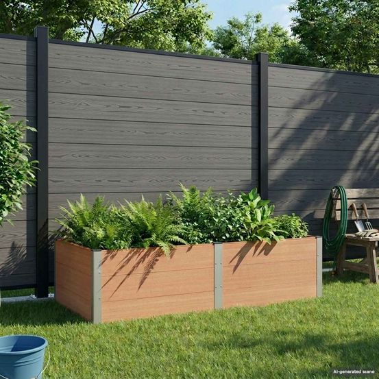 Grande jardinière surélevée wpc aluminium jardin potager 200x100 marron