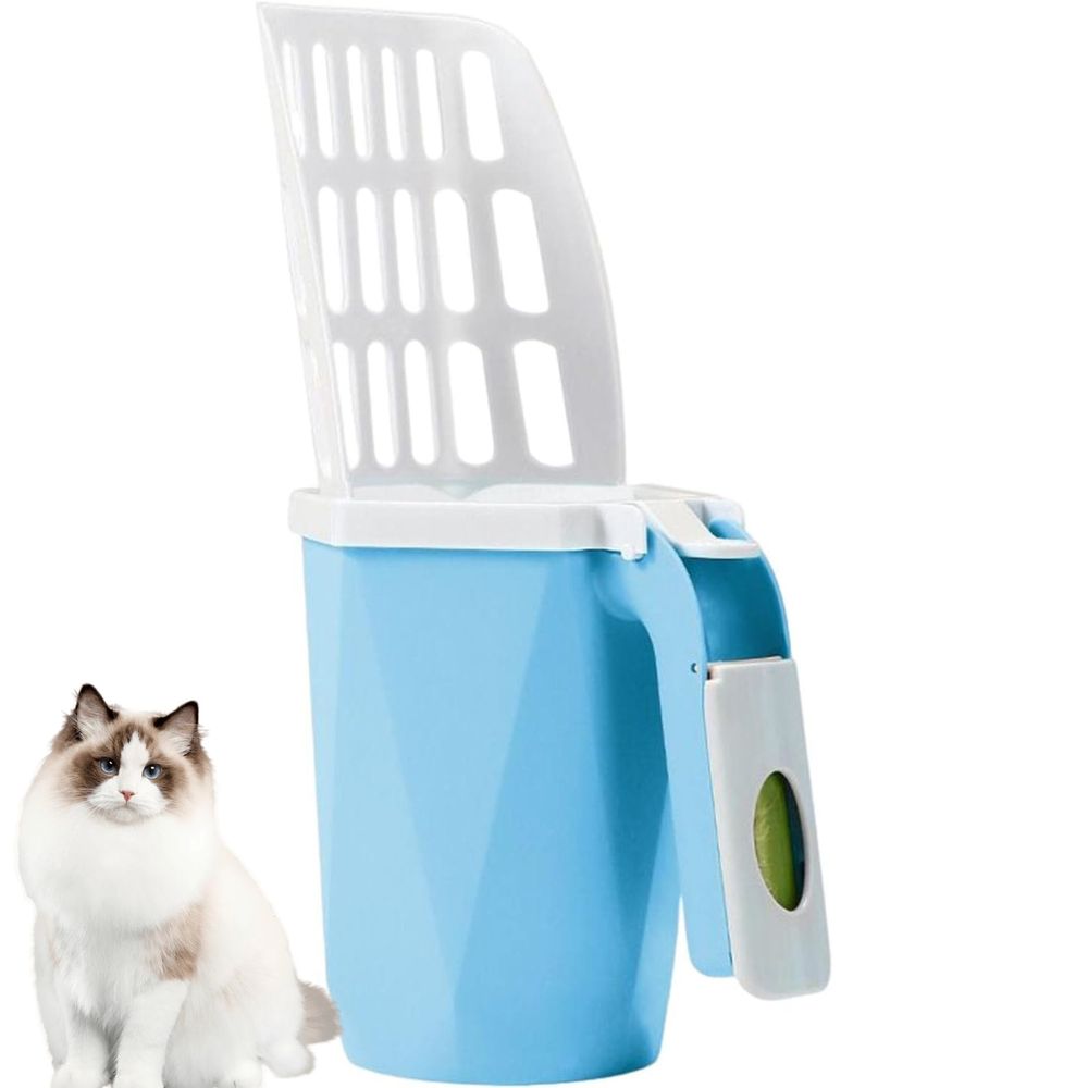 Pelle à litière pour chat - avec support de rangement bleu