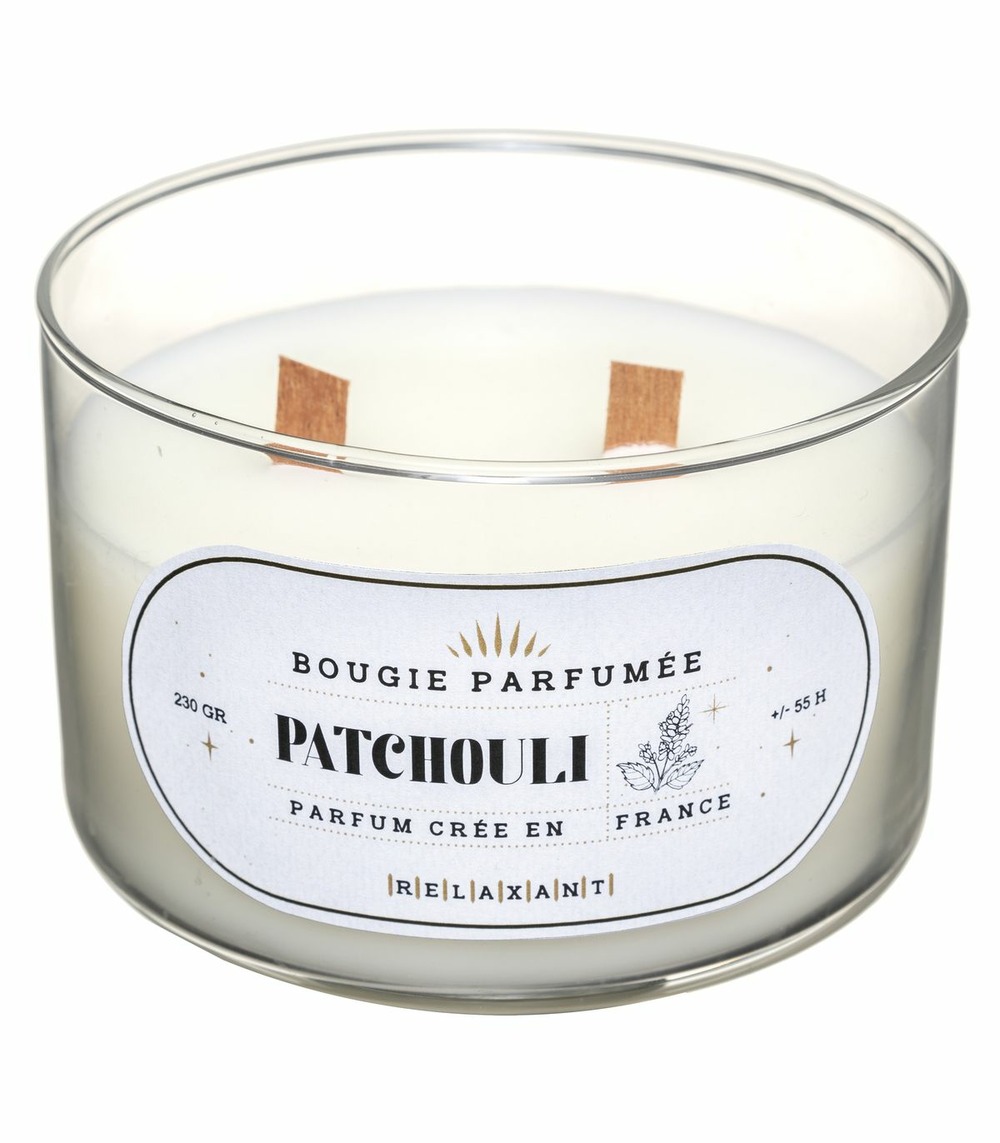 Bougie parfumée pot en verre 470 g parfum patchouli