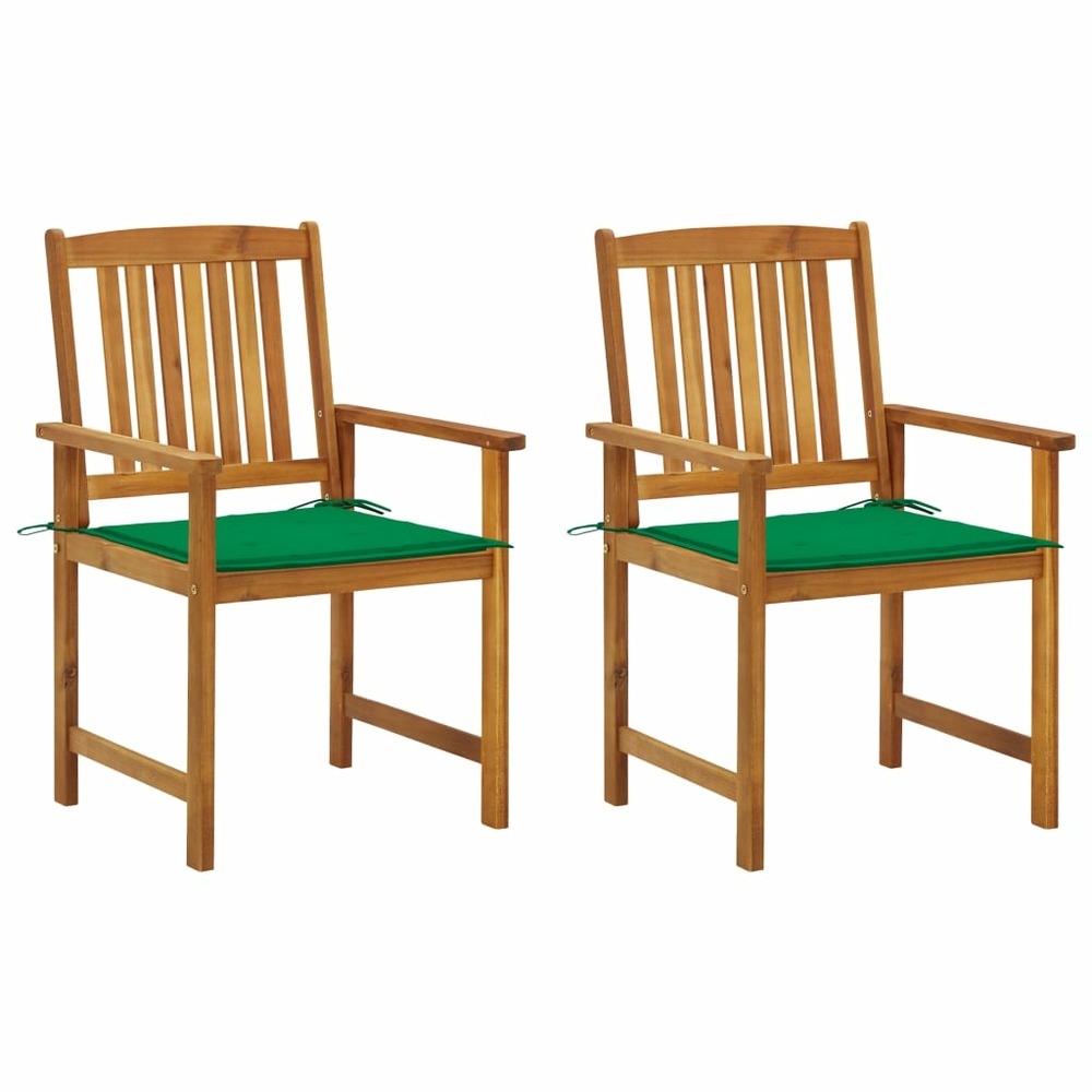 Chaises de jardin avec coussins lot de 2 bois d'acacia massif