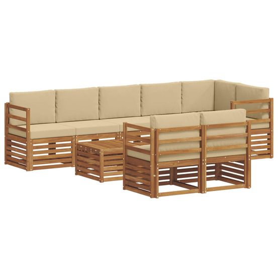 Ensemble de canapés d'extérieur 9 pc naturel et beige polyester