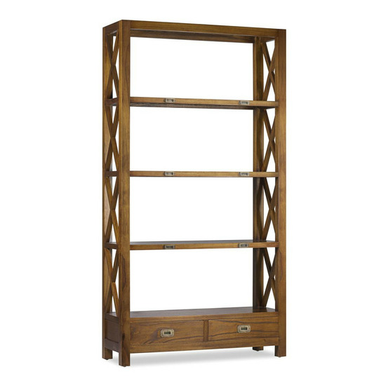 Bibliothèque 2 tiroirs bronze bois-bronze marron - onéline décoration d'autrefois