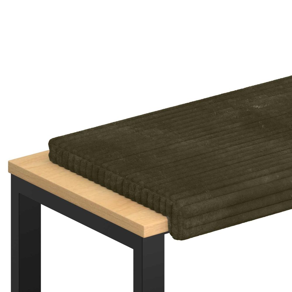 Coussin de banc velours côtelé en peluche vert profondeur 35 cm