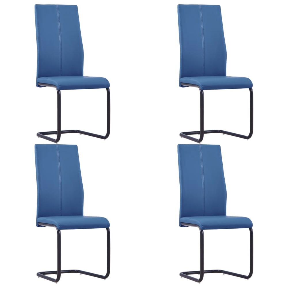 Chaises de salle à manger cantilever 4 pcs bleu similicuir