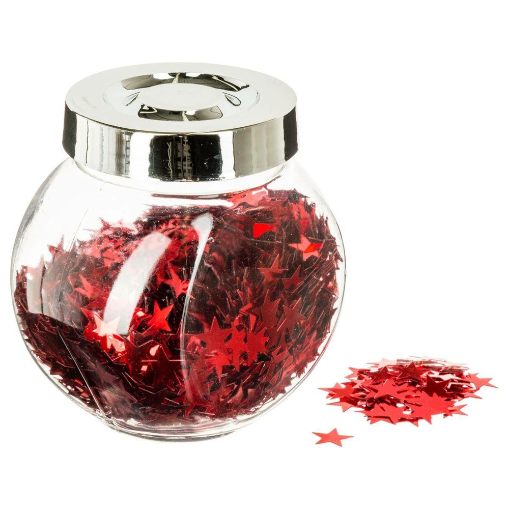 Bocal d'accessoires déco de table brillantes rouge