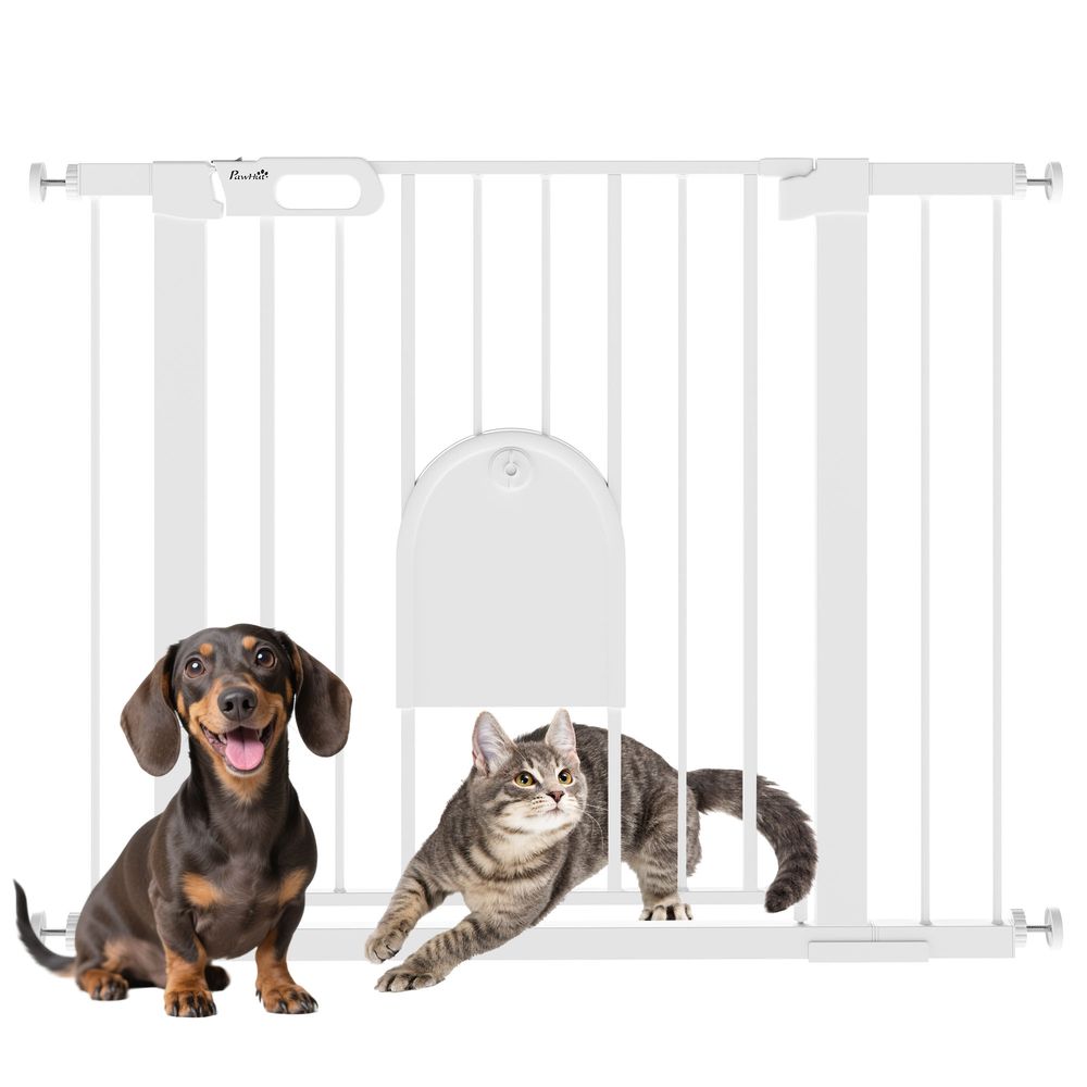 Barrière sécurité chien acier pour portes et escaliers extensible 75-103 cm blanc