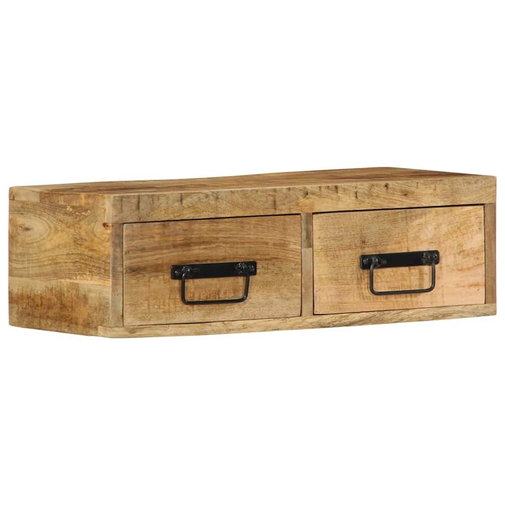 Meuble tv mural 60x30x19 cm bois massif de manguier brut