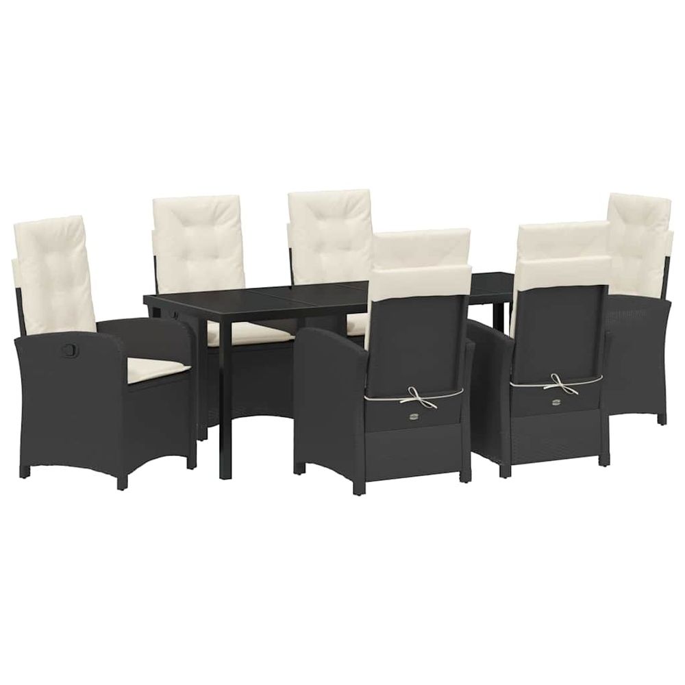 Ensemble de salle à manger pour jardin 7 pc noir polyrotin