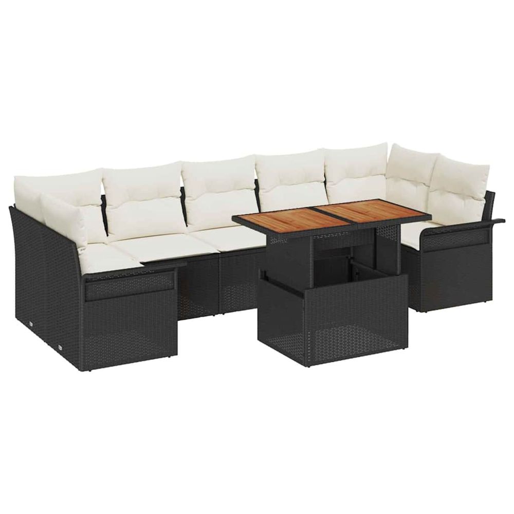 Ensemble de canapé de jardin 8 pc noir poly rotin