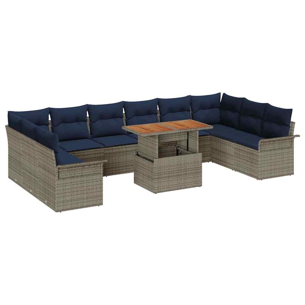 Ensemble de canapé de jardin 9 pc gris poly rotin