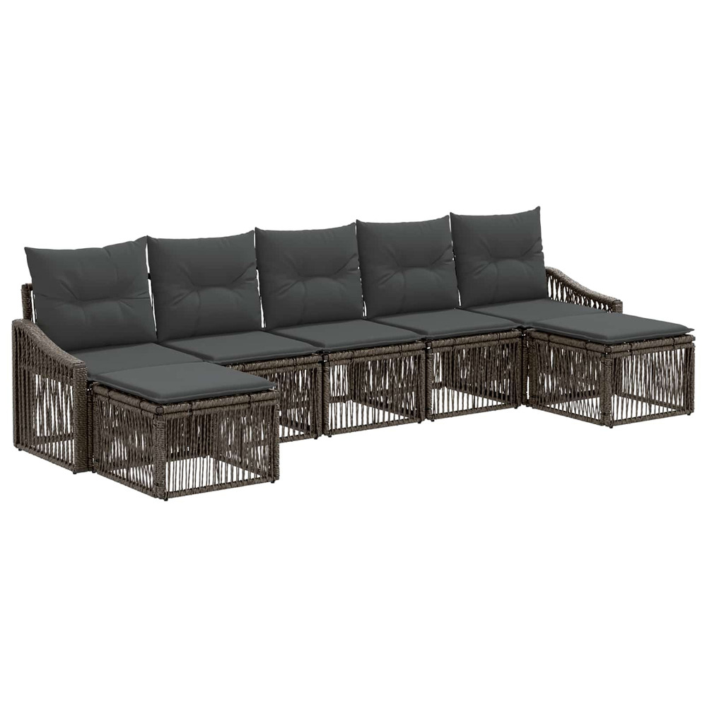 Ensemble de canapé de jardin 7 pcs gris polyrotin
