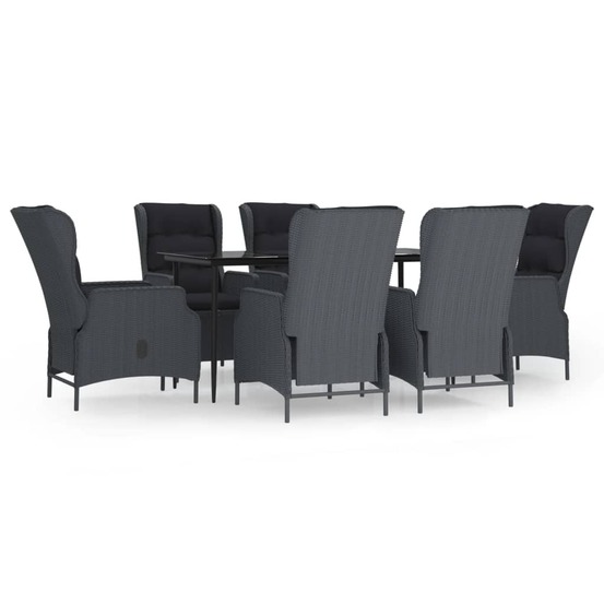 Ensemble à manger de jardin 7 pcs gris foncé résine tressée
