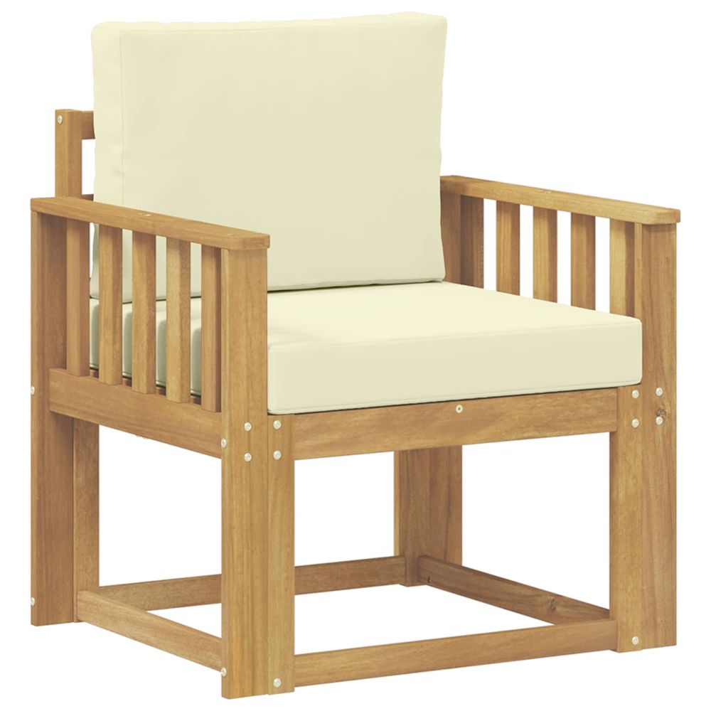 Canapé d’extérieur polyester blanc et crème