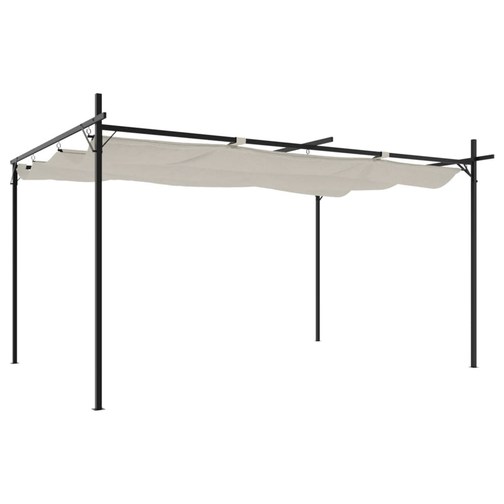 Pergola avec toit rétractable crème 395x292x230 cm