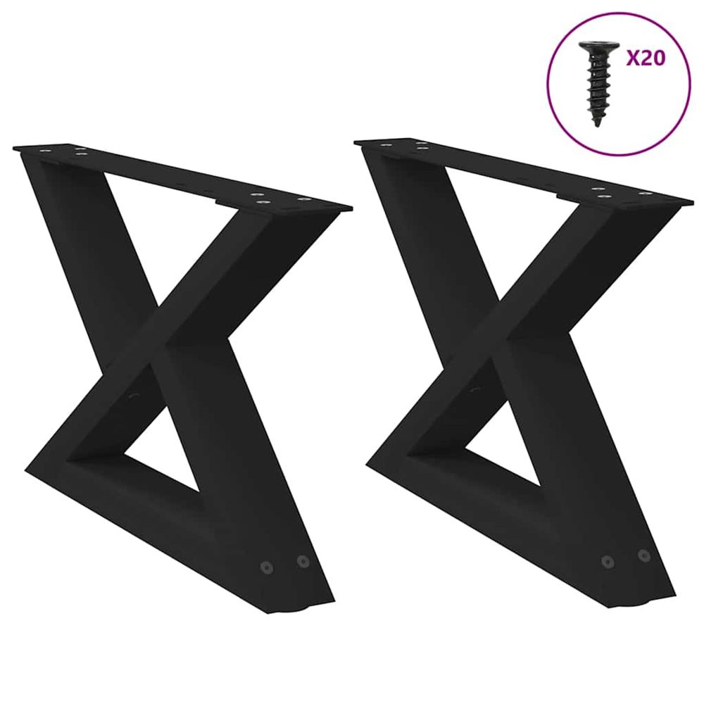 Pieds de table basse 2 pièces noir 50 x (30-31,3) cm acier