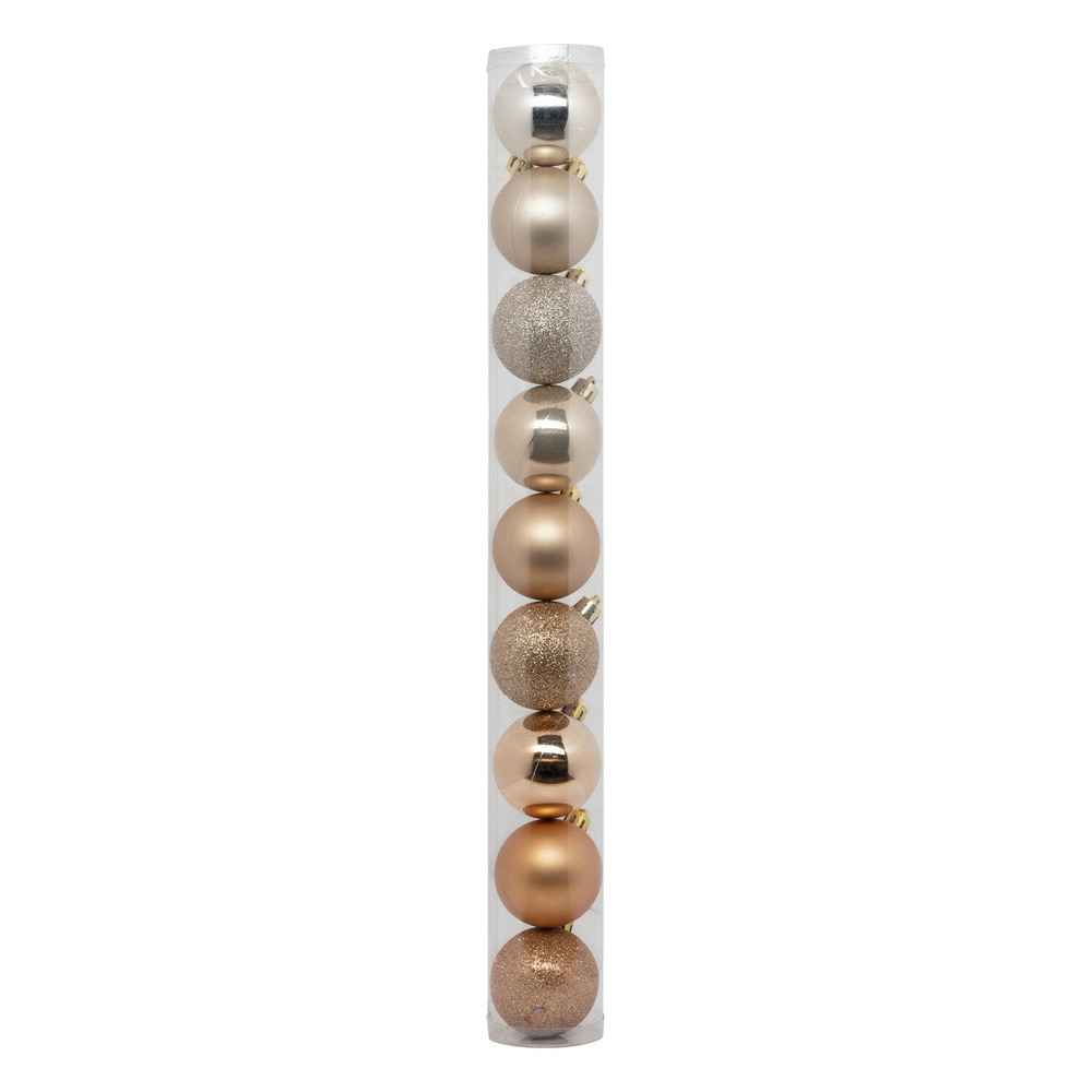 Déco de sapin lot de 9 boules de noël d 6 cm - beige nude