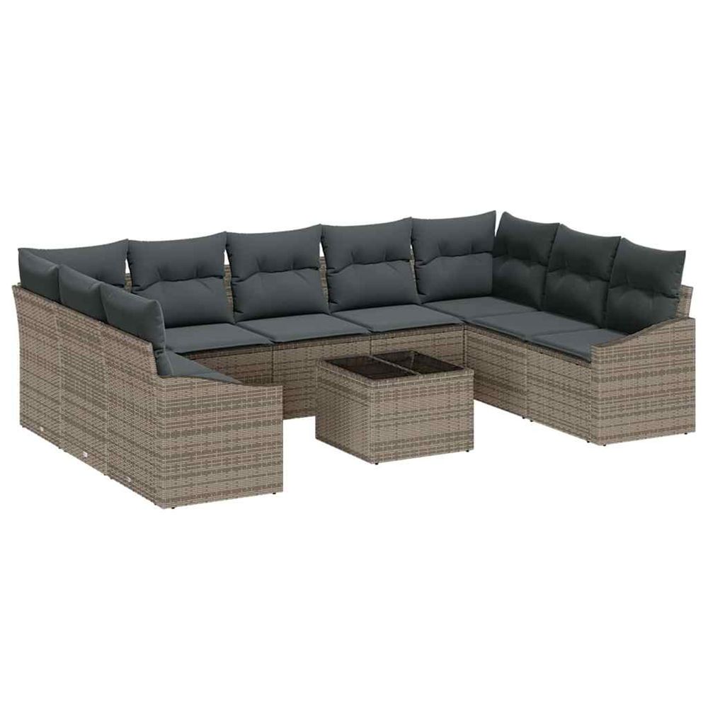Ensemble de canapé de jardin 9 pc gris clair polyrotin