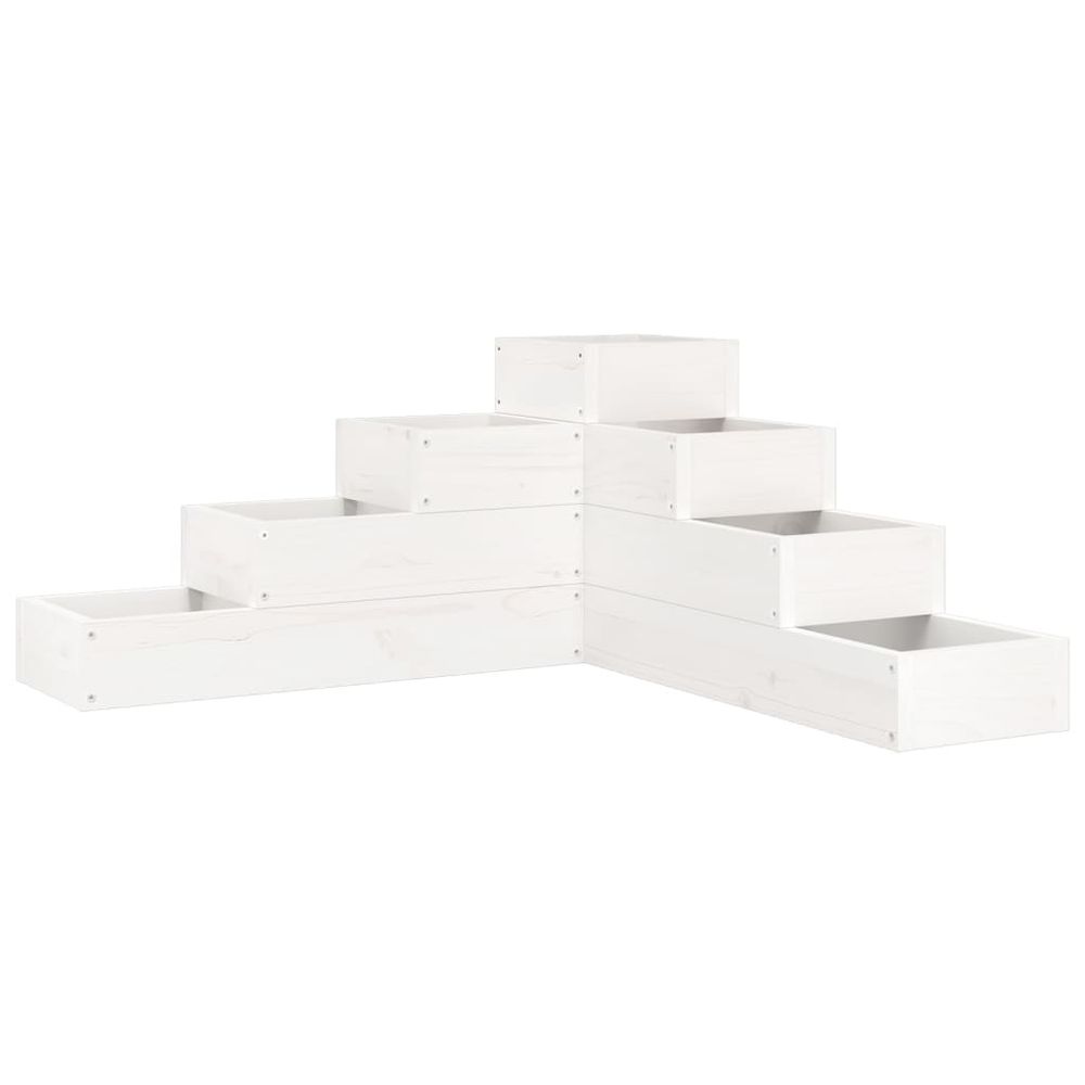 Jardinière 4 niveaux 80,5x79x36 cm blanc bois de pin massif