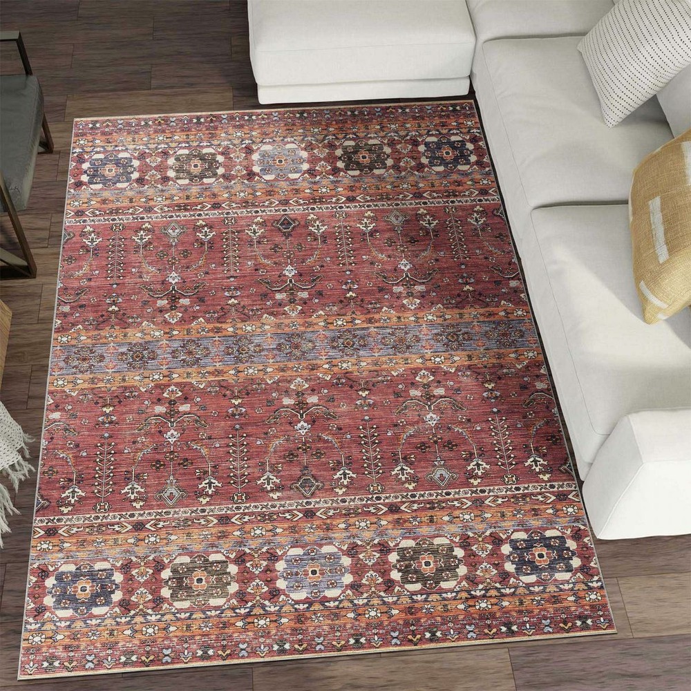 Tapis de chambre 160x230 lyn11 vintage a rouge, facile d'entretien