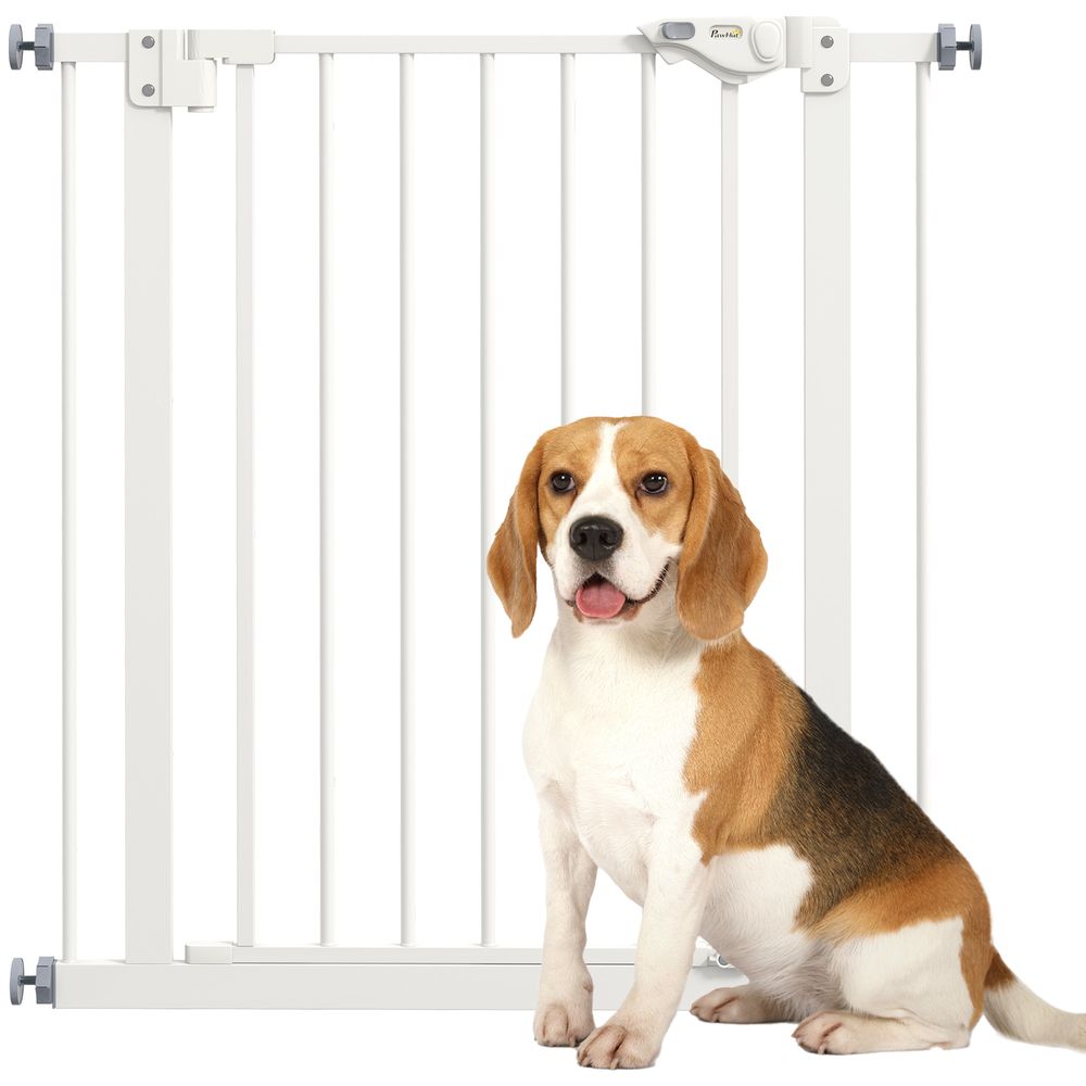 Barrière pour chien métal blanc 74-80 cm porte escalier fermeture automatique