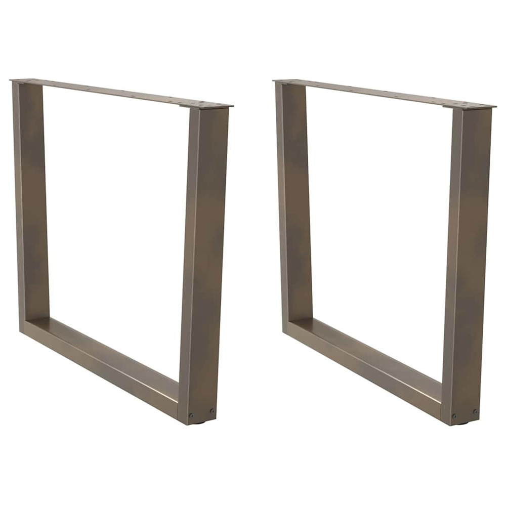 Pieds de table à manger en forme de v, 2 pièces, acier naturel, 100 x (72-73,3) cm