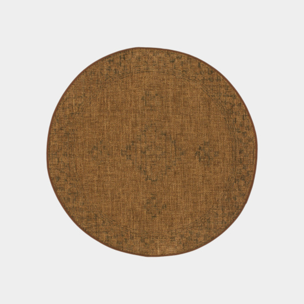 Tapis rond d'extérieur ou d'intérieur aspect naturel - kira - camel - ø 120 cm