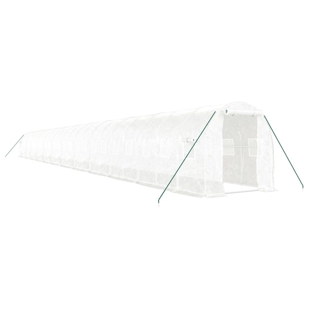 Serre avec cadre en acier blanc 48 m² 24x2x2 m