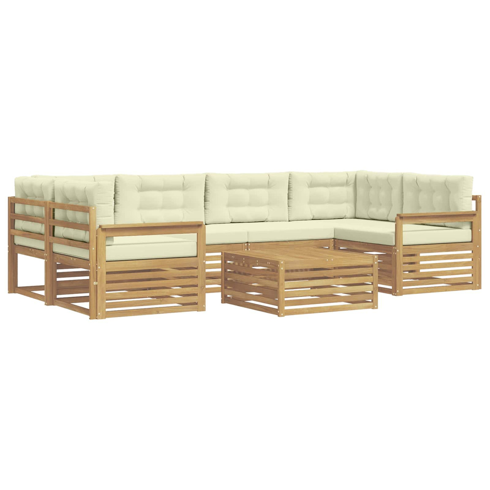 Ensemble de canapés d'extérieur 7 pcs blanc et crème polyester