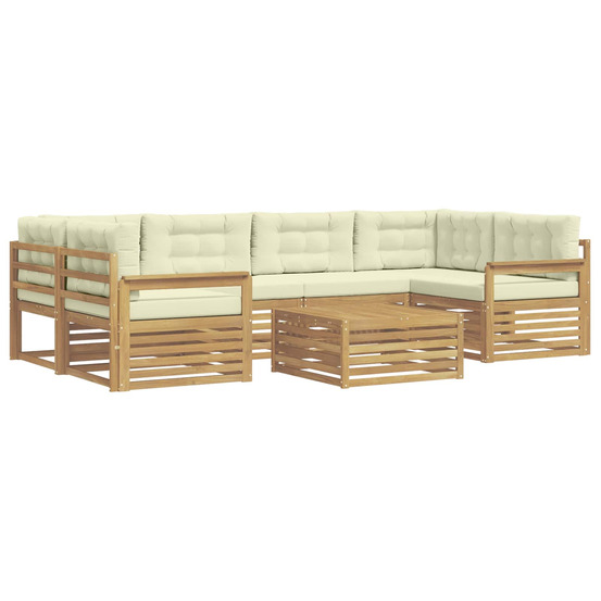 Ensemble de canapés d'extérieur 7 pcs blanc et crème polyester
