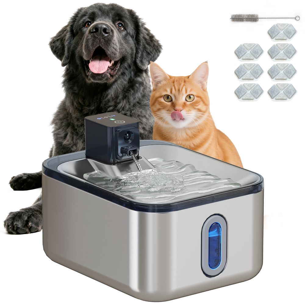 Fontaine distributeur eau acier inoxydable animaux de compagnie induction 5l argent - comfortxl outdoor living