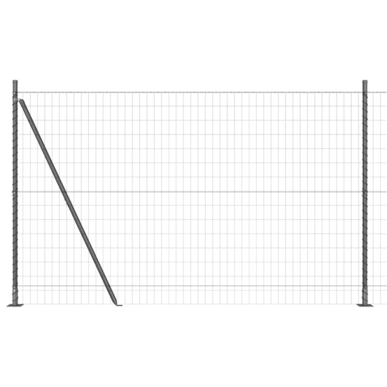 Clôture avec poteaux gris 1.6 x 10 m acier