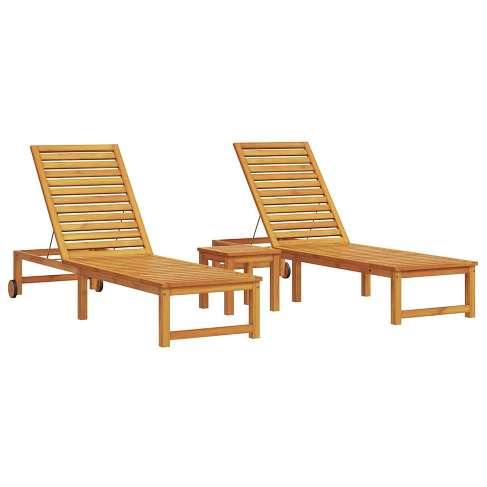 Transat 3 pcs marron bois d'acacia massif