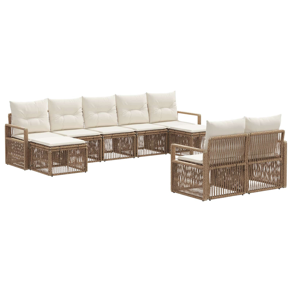 Ensemble de canapé de jardin 9 pcs beige polyrotin
