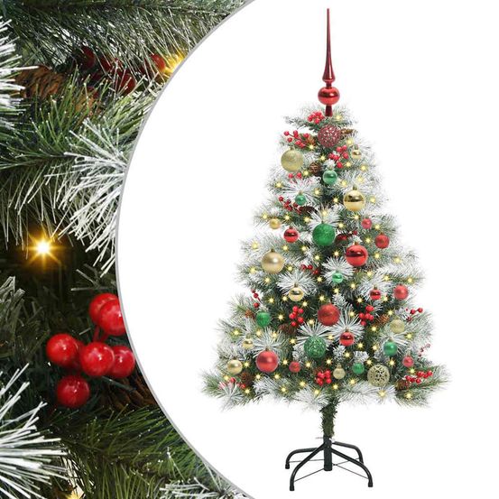 Sapin de noël artificiel vert et blanc 120 cm