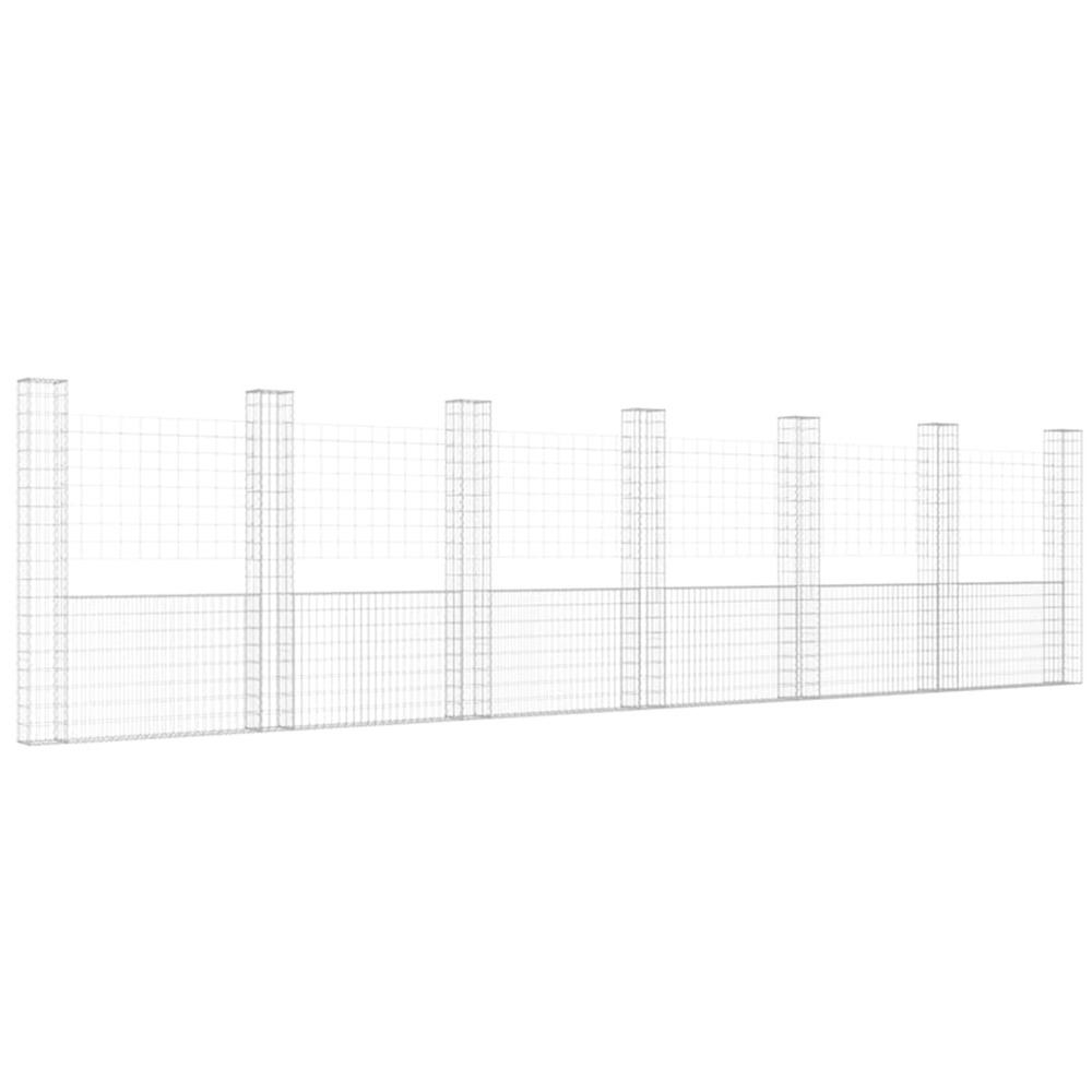 Panier de gabion en forme de u avec 7 poteaux fer 740x20x200 cm