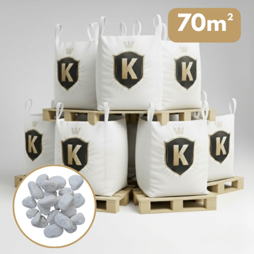 Galet marbre blanc 40/60 mm – pack 7 big bag +/- 1,5t – 70 m²