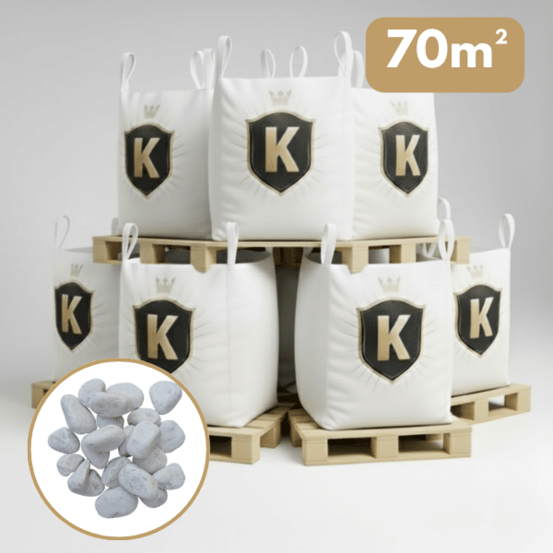 Galet marbre blanc 40/60 mm – pack 7 big bag +/- 1,5t – 70 m²