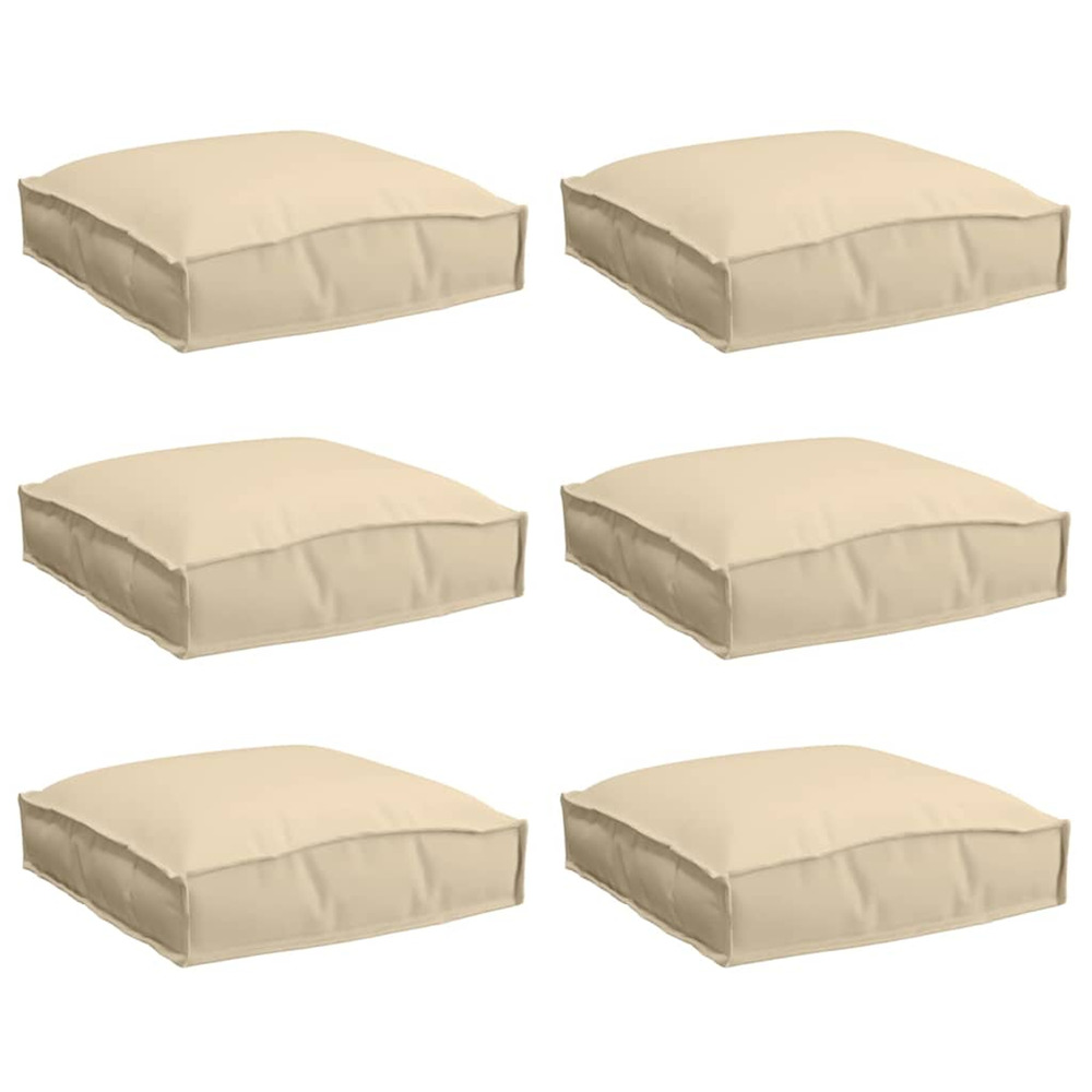Coussin pour assise de palette 6 pcs beige 40 x 40 x 8 cm