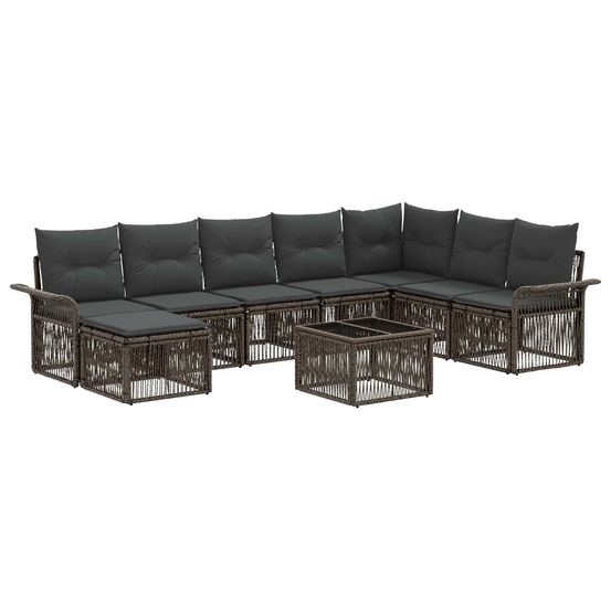 Ensemble de canapé de jardin 9 pc gris polyrotin