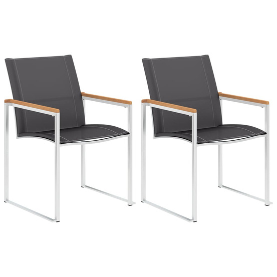 Chaises de jardin lot de 2 textilène et acier inoxydable gris