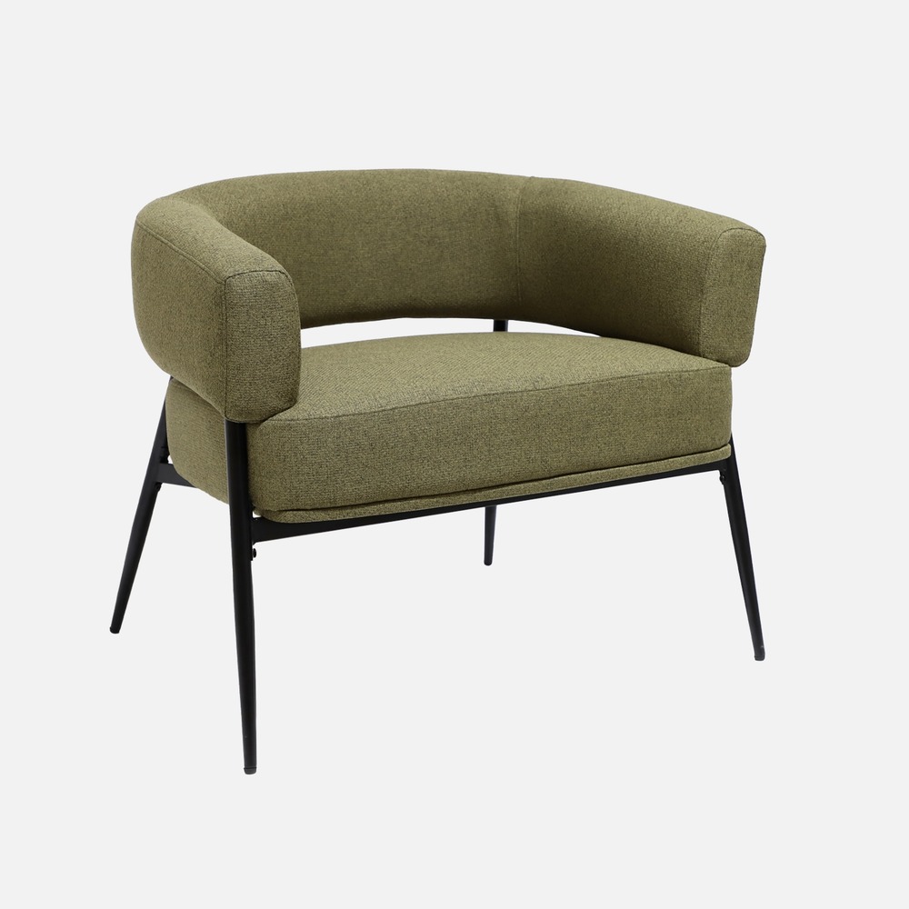 Fauteuil tissu dossier incurvé piétement métal l 81,5 x p 72,5 x h 69 cm - cristo