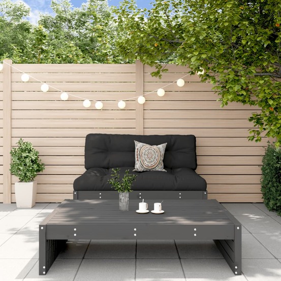 Salon de jardin 2 pcs gris bois massif de pin