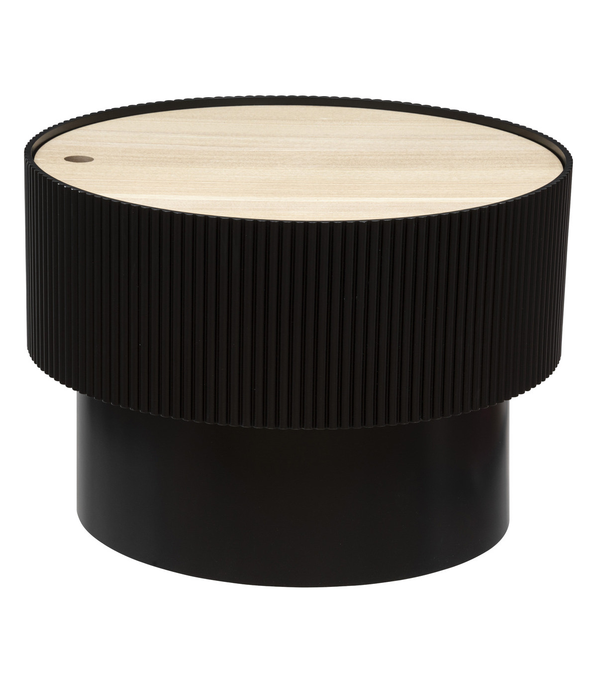 Table basse avec coffre de rangement en bois peint noir d 55 x h 38 cm