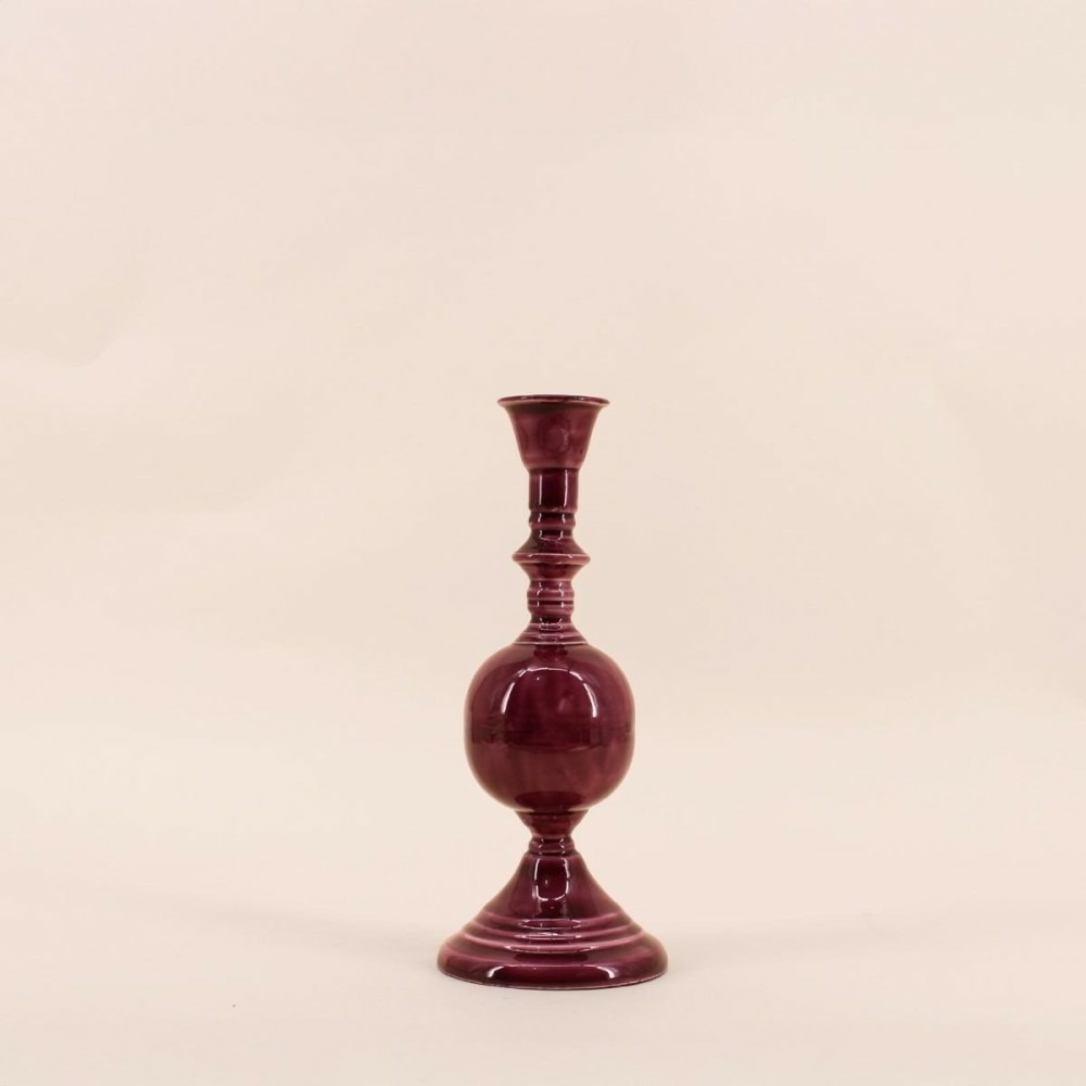 Bougeoir vintage en métal laqué 25cm