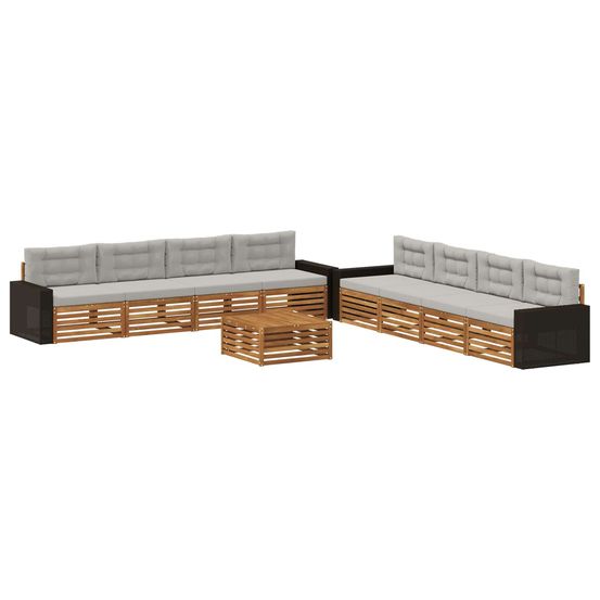 Ensemble de canapés d'extérieur 9 pc naturel et gris clair