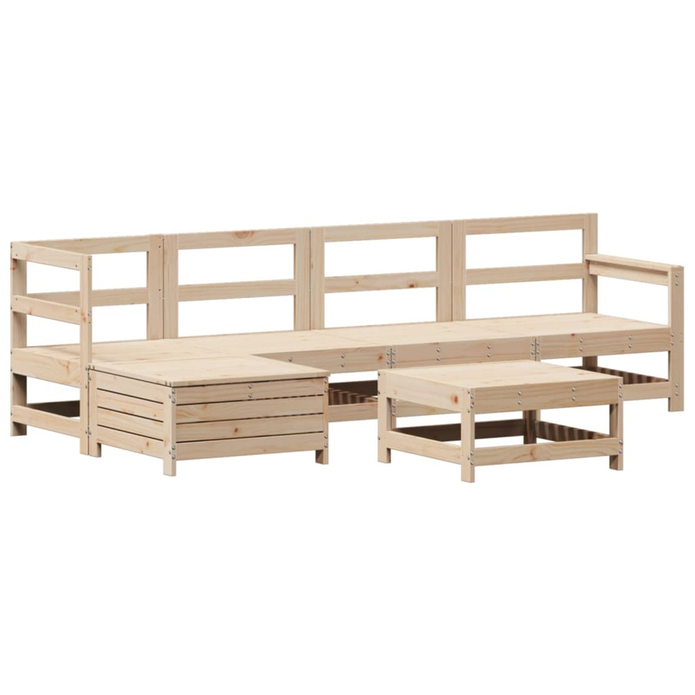 Salon de jardin 6 pcs bois de pin massif
