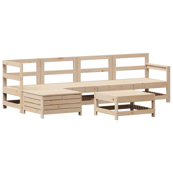 Salon de jardin 6 pcs bois de pin massif